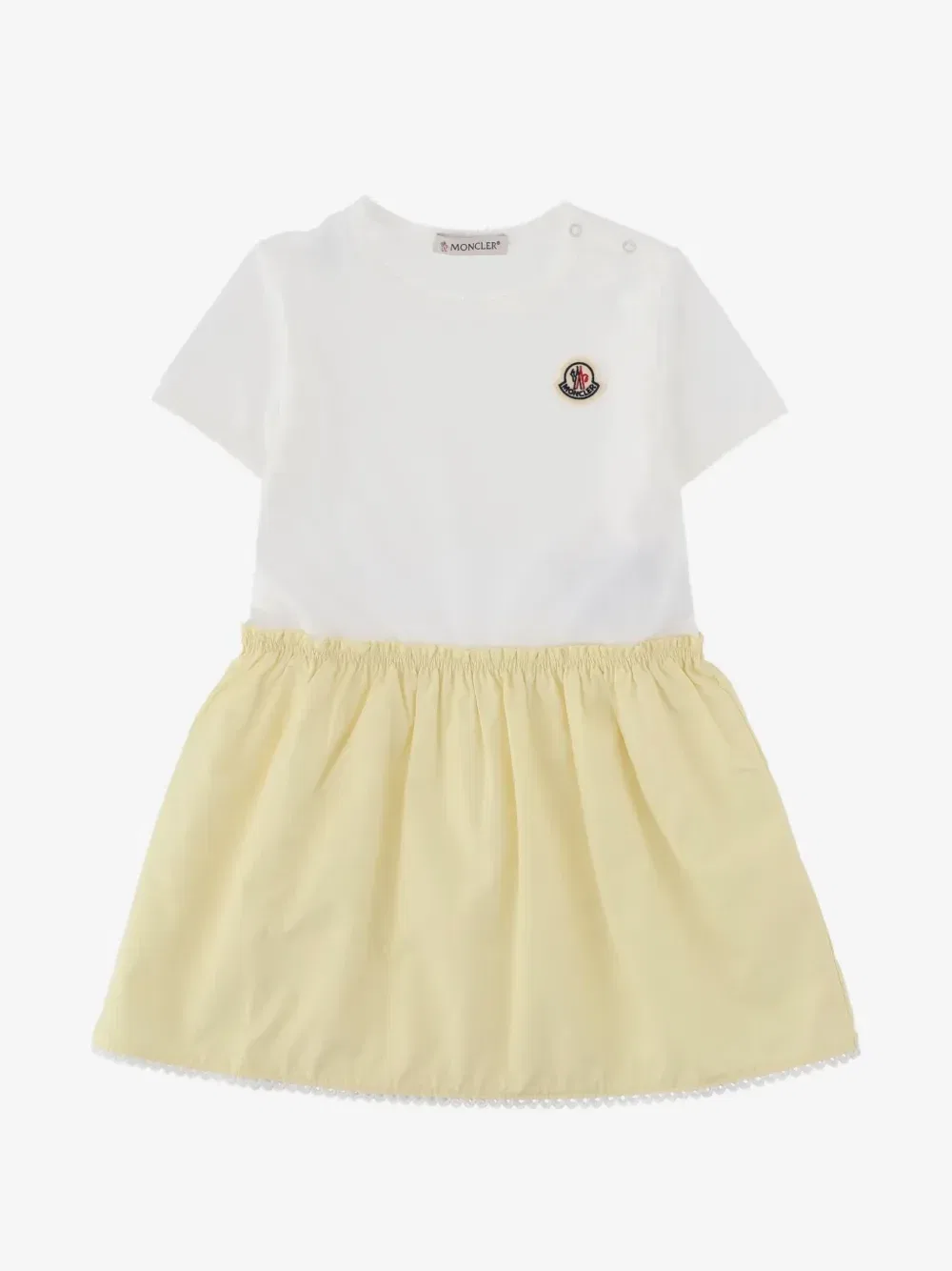 Расклешенное платье с нашивкой-логотипом Moncler Enfant, белый