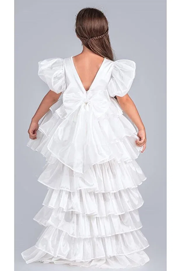 Детское платье для девочек с коротким рукавом Crowned Aspendos Mnk Baby&Kids, White — фото 3
