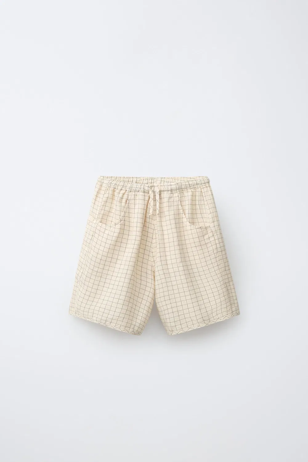 Бермудские шорты из 100% льна в клетку ZARA, Butter