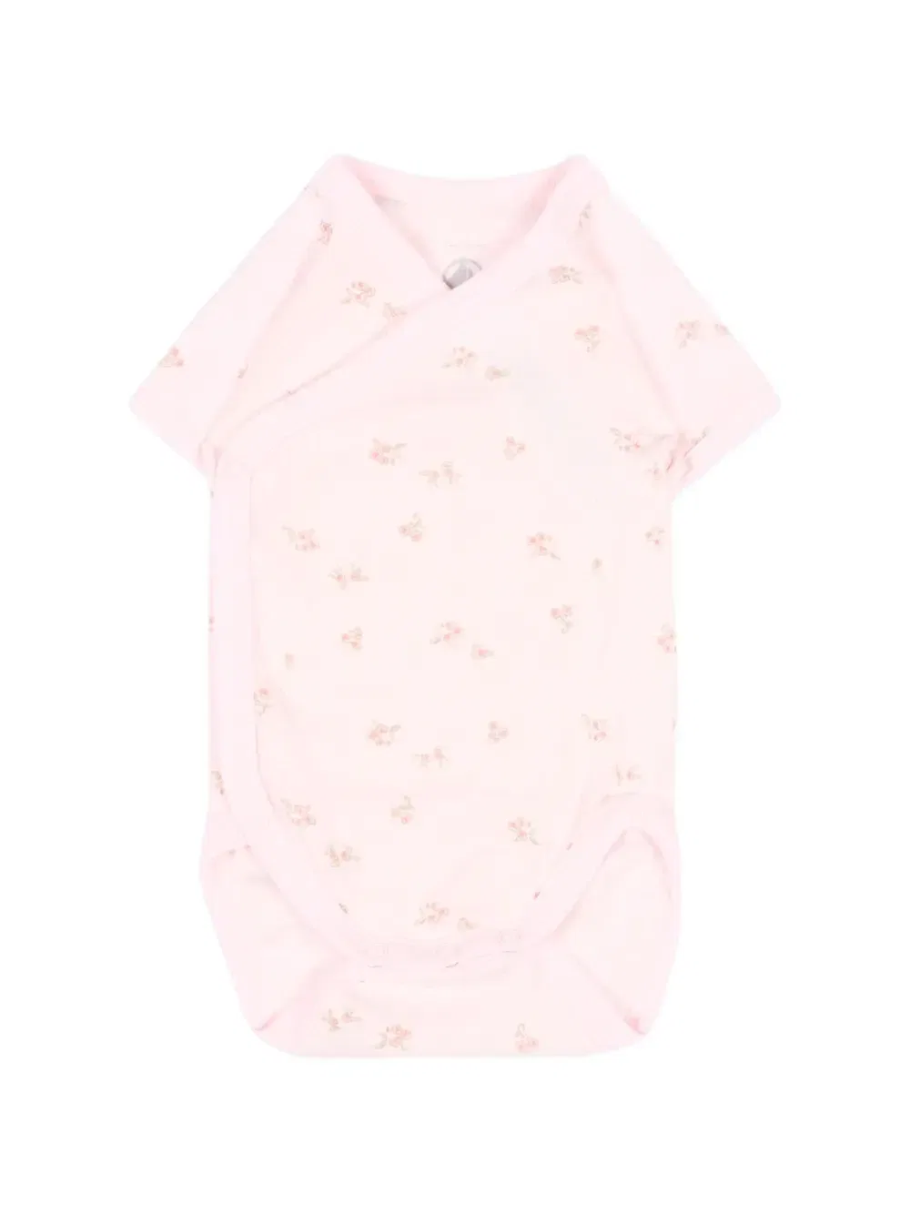 Боди с запахом и цветочным принтом набор из трех штук Petit Bateau, розовый — фото 2