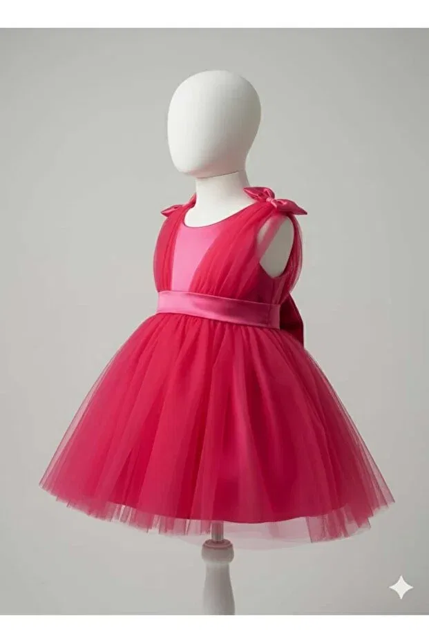 Детское платье для девочек с бантом на плече Penu Baby Kids, Fuchsia — фото 3