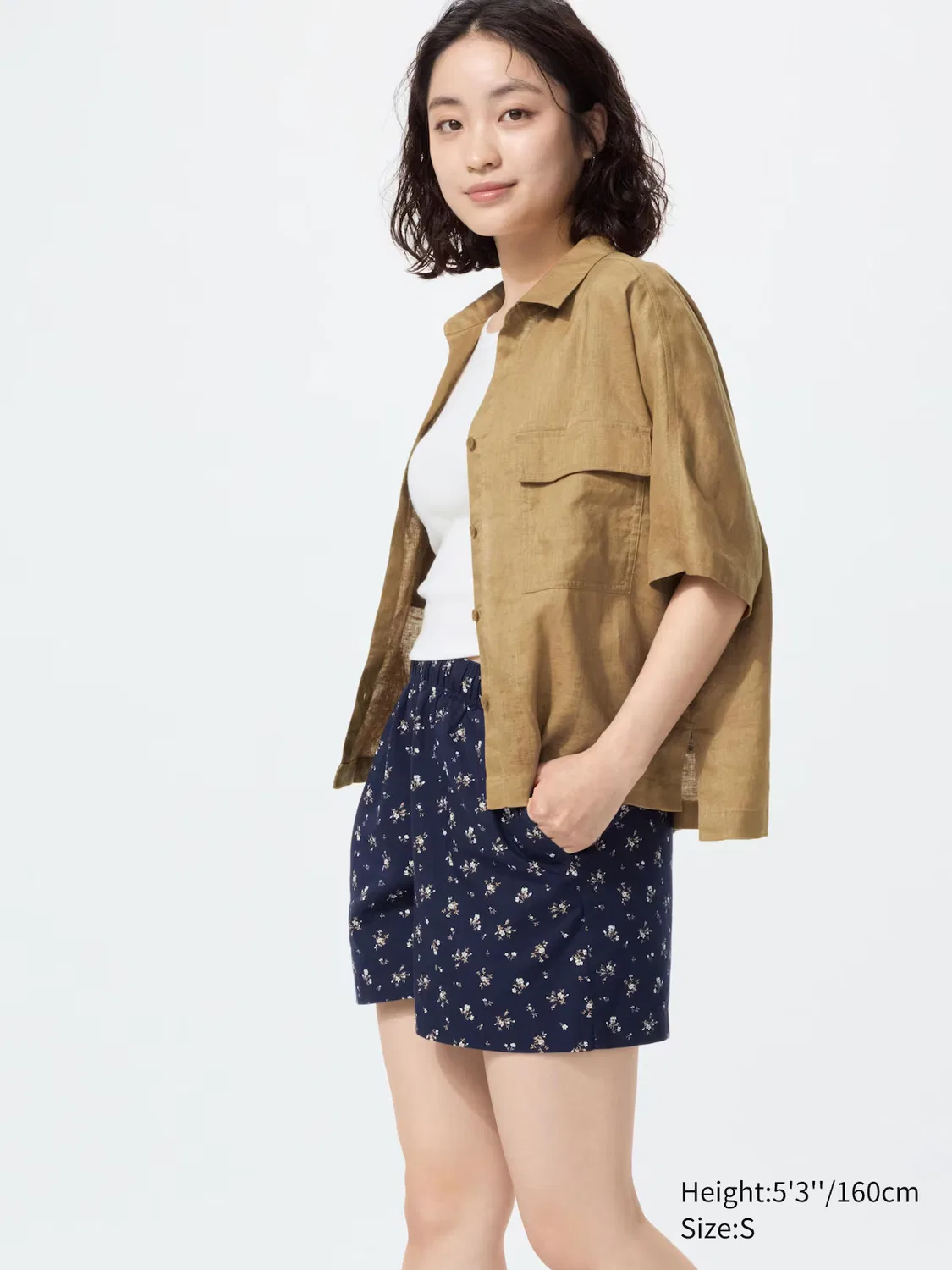 Шорты хлопковые Uniqlo, с принтом, темно-синий