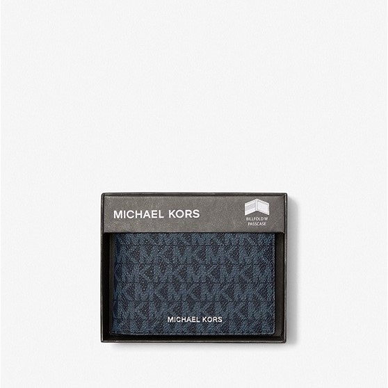 Кошелек Michael Kors Harrison Logo Billfold With Passcase, Тёмно-синий - фото