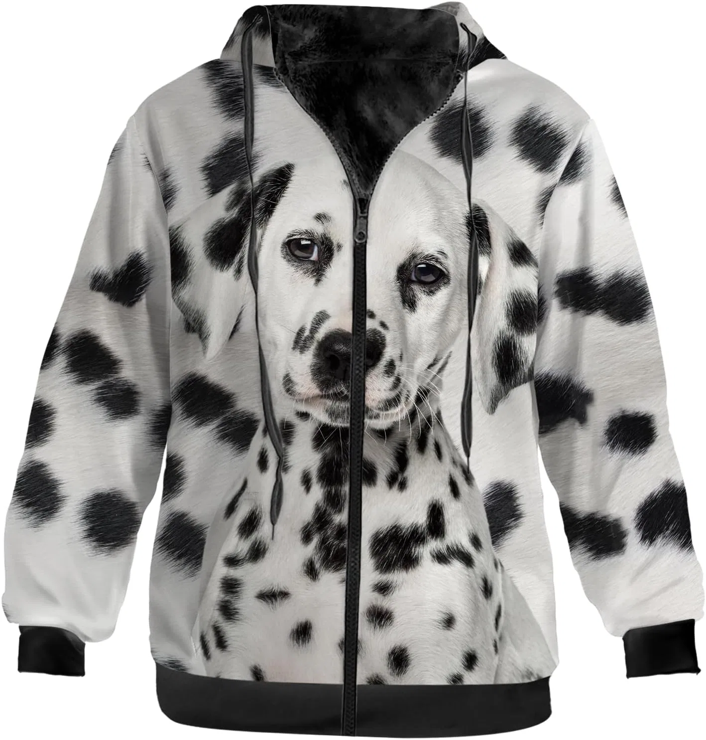 Мужское зимнее пальто с принтом Zip-up Hoodie, чёрный