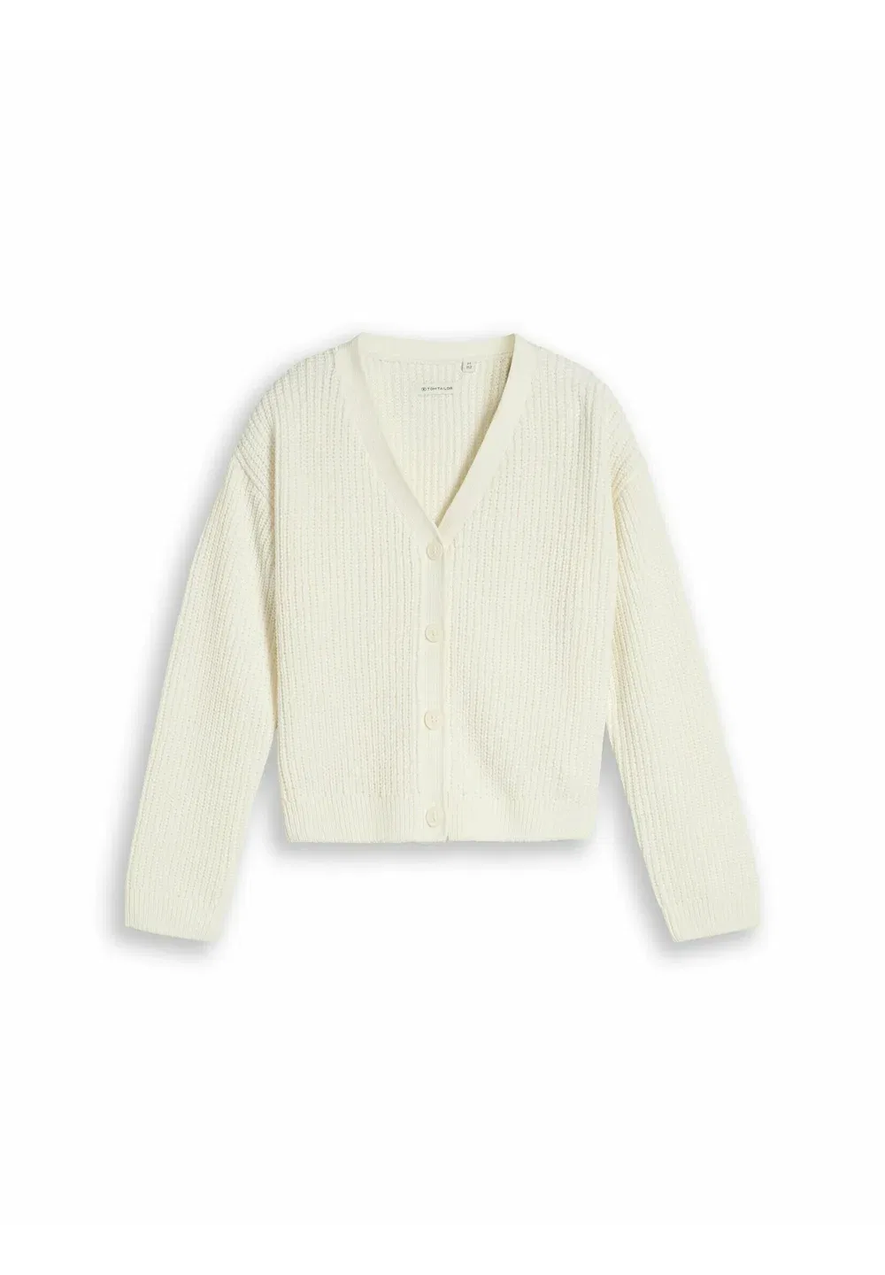 Укороченный кардиган с пуловером и стрикджекеном mit v-ausschnitt - кардиган Tom Tailor, Wool White