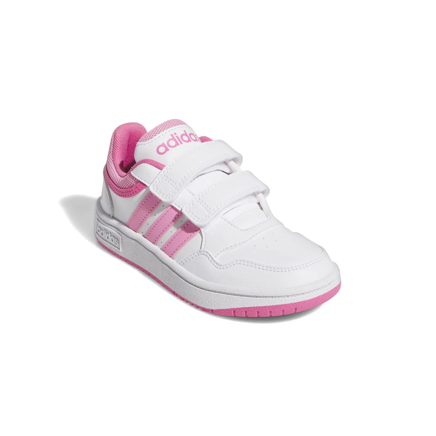 Детские кроссовки с принтом Hoops Lifestyle Basketball Hook-and-loop Adidas, Ftwr White Bliss Pink Pulse Magenta — фото 3