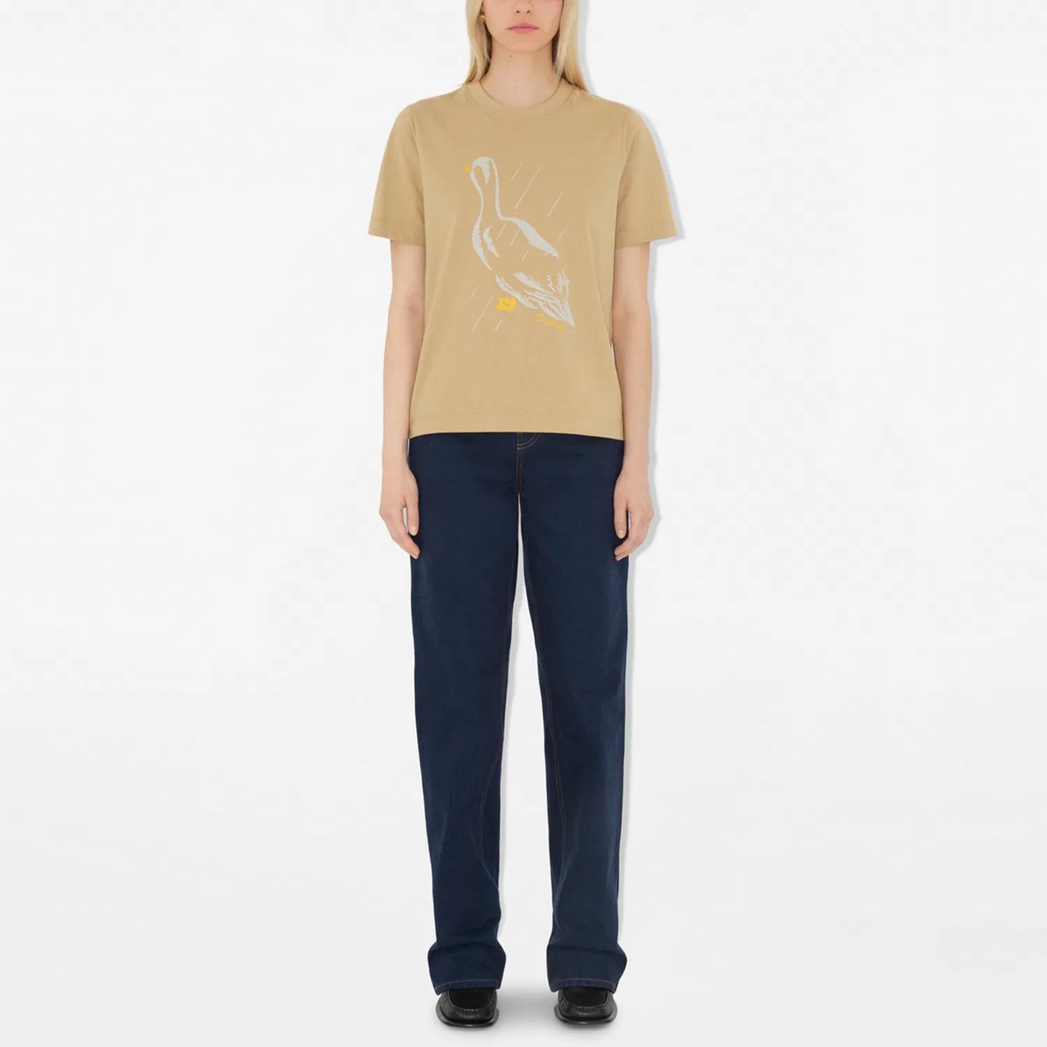 Женская футболка с принтом утки Duck Printed Crewneck T-shirt Burberry, Linen — фото 3