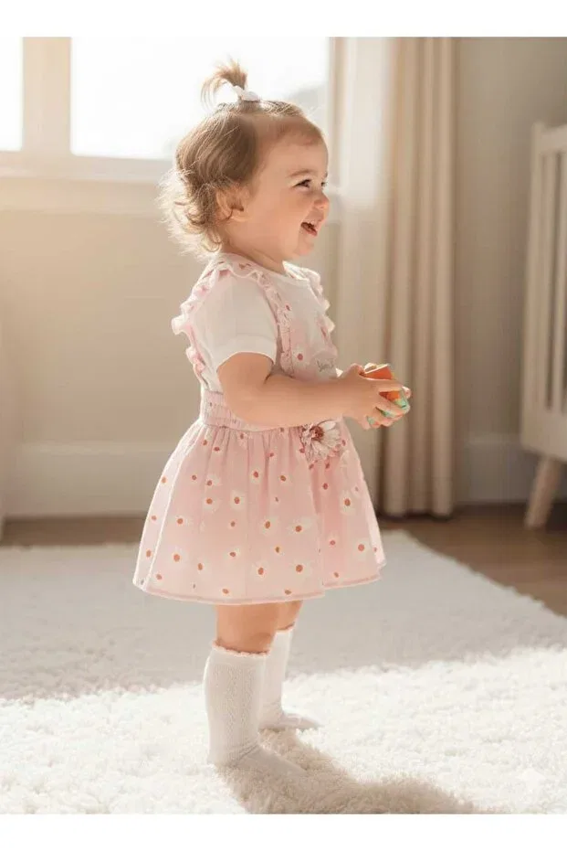 Детский комплект для новорожденных с цветочным принтом Pink Daisy Floral Print Moda, Pink — фото 4