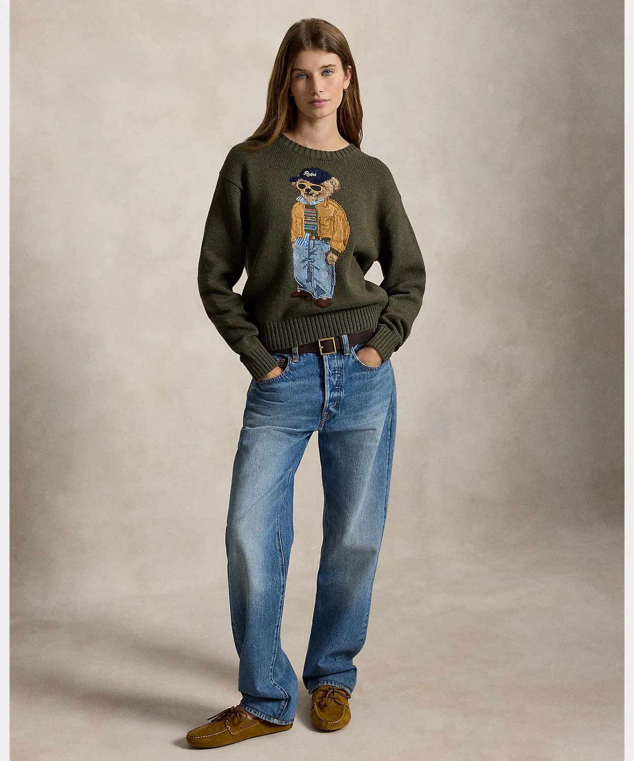 Женский хлопковый свитер с длинным рукавомPolo Bear POLO RALPH LAUREN, Green — фото 3