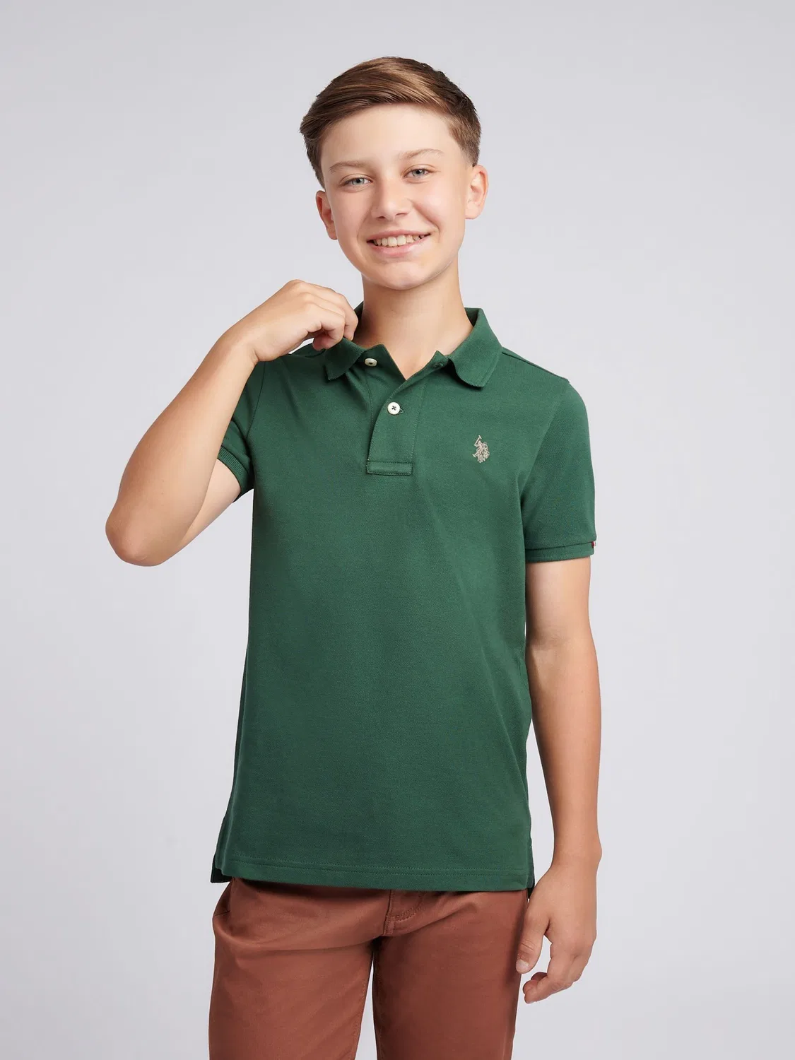 Поло U.S. Polo Assn. Double Horsemen, оливковый
