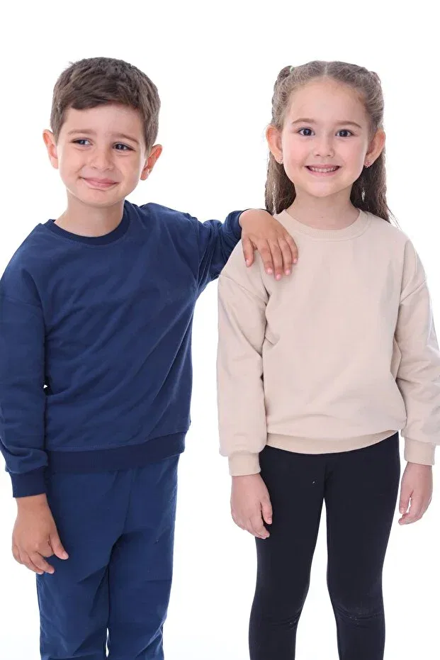 Детское худи для девочек хлопковое Basic solid color pink brushed soft 100% cotton sweatshirt Zuzunga, Navy Blue — фото 4