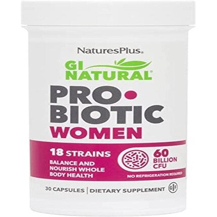 

NaturesPlus GI Natural Probiotic для женщин, пищеварительная и иммунная поддержка с клюквой, 30 капсул Nature's Plus