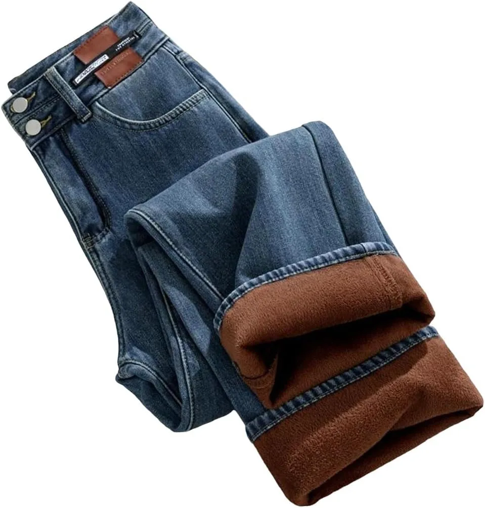 

Женские джинсы с высокой талией и широкими штанинами, свободный крой, стрейч, утепленные