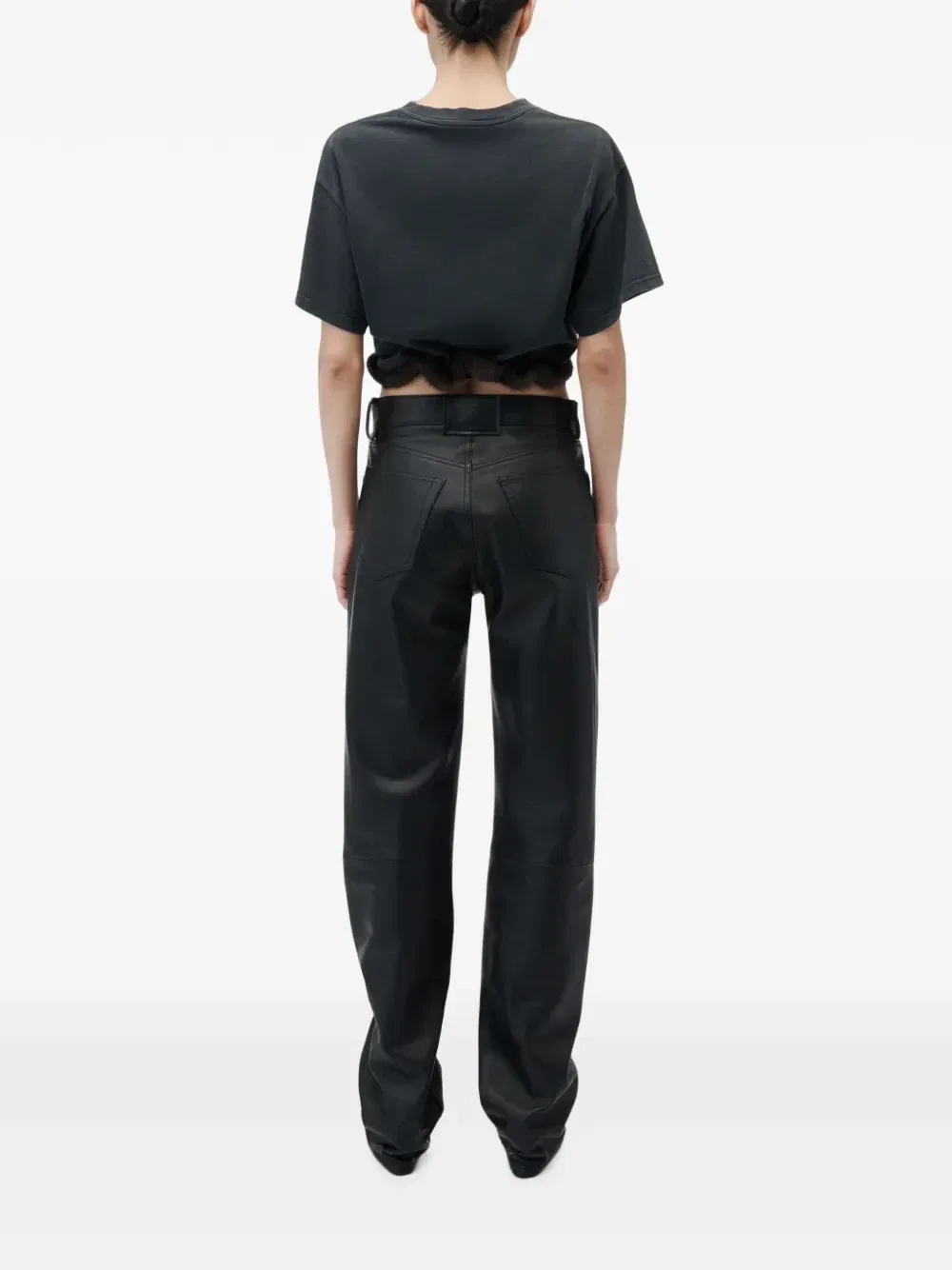 Футболка с короткими рукавами и отделкой из искусственного меха Alexander Wang, черный — фото 3