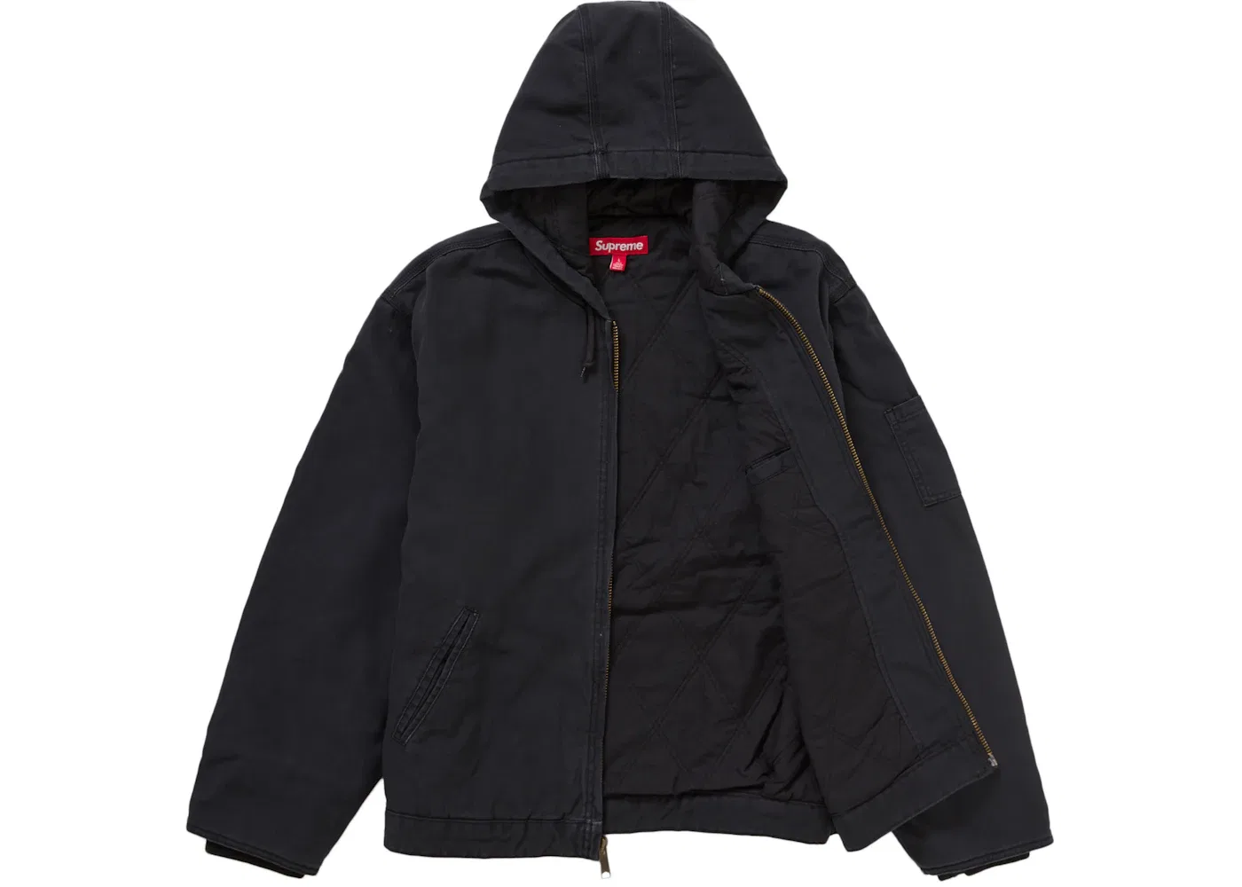 Мужская куртка-бомбер с капюшоном Supreme Thrasher Hooded Work Jacket, Black — фото 2