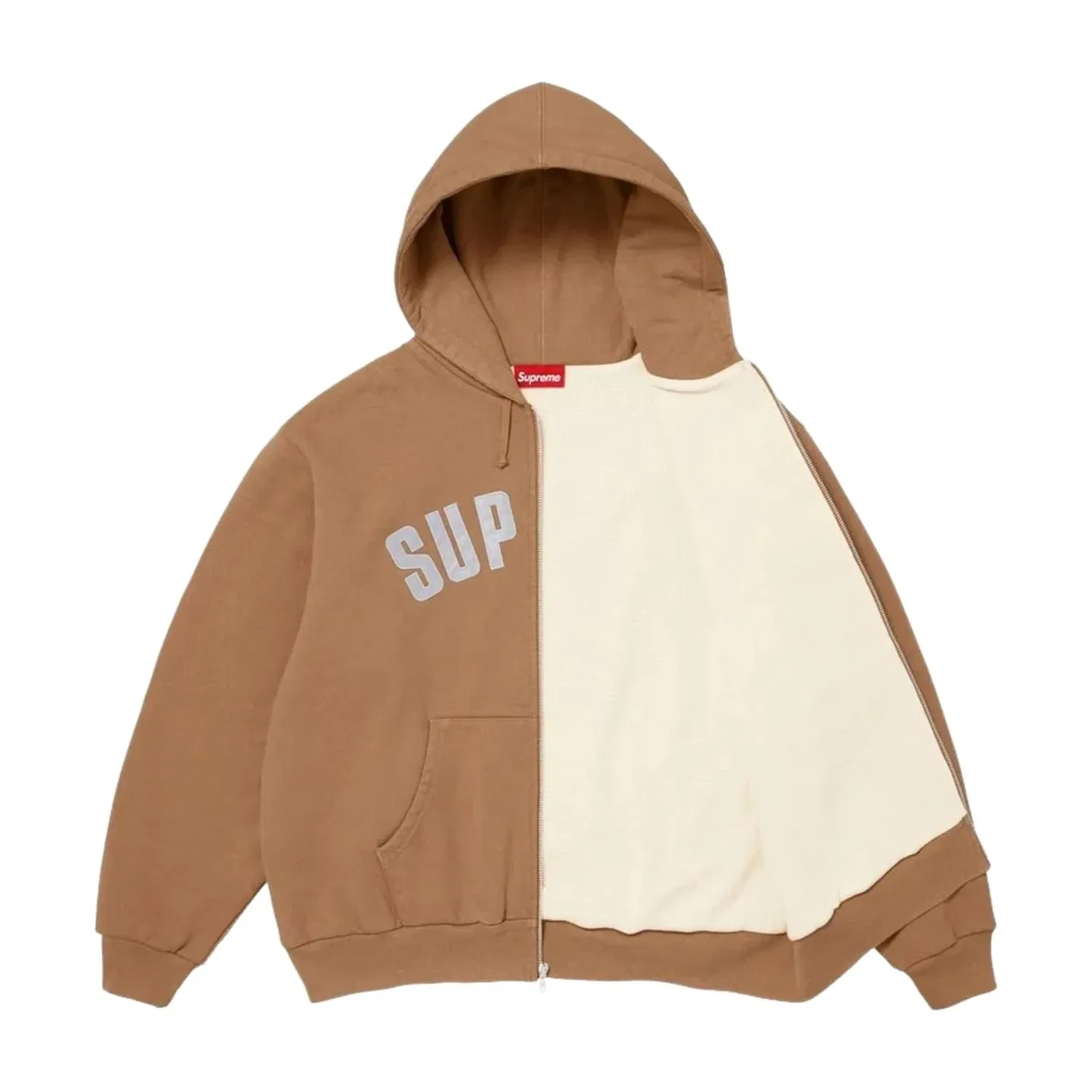 Мужское худи FW26 Arc Thermal Lined Zip Up Hooded Sweatshirt 'Light Brown' Supreme, Light Brown — фото 2
