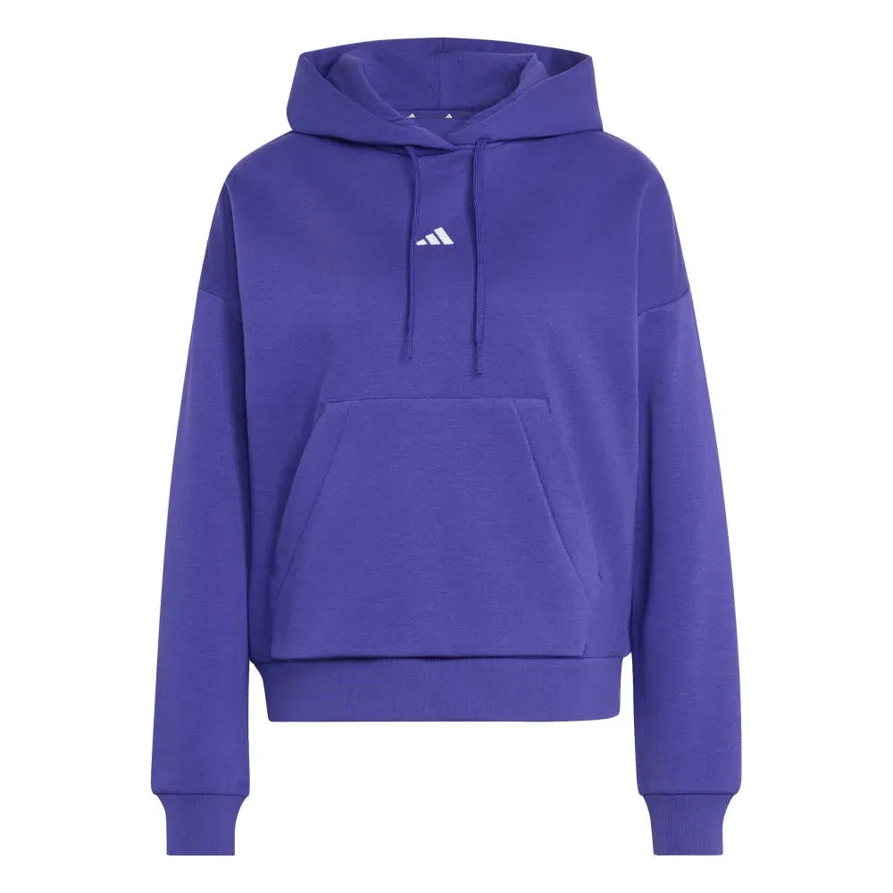 Женский свитшот-худи с капюшоном и утепленным флисом Adidas Essentials Small Logo Feel Cozy, Purple — фото 3