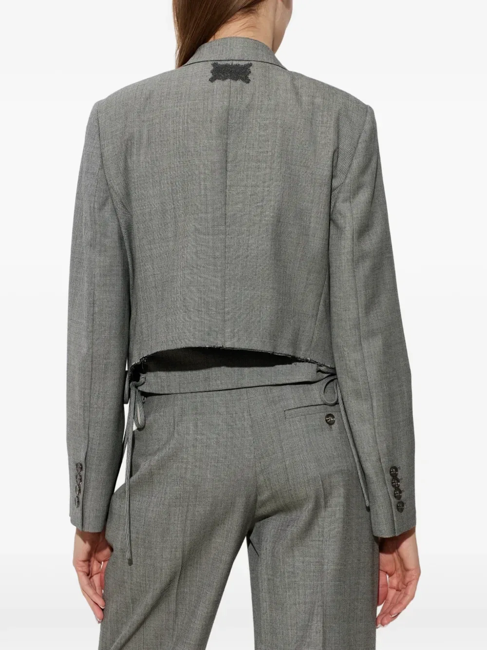 Укороченный двубортный блейзер Alexander Mcqueen, серый — фото 4