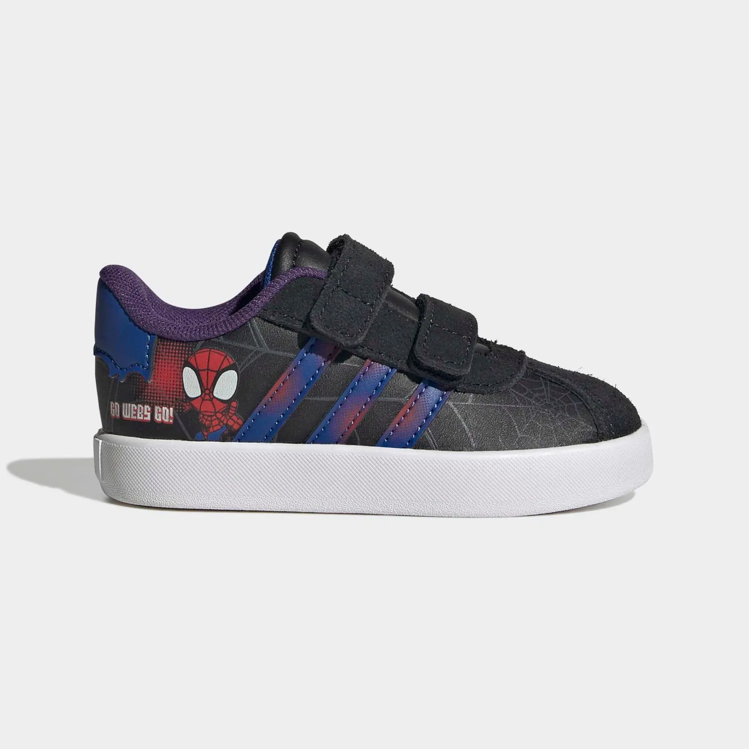 Детские кроссовки с липучкой VL COURT SPIDER-MAN CF I Adidas Sportswear, Core Black/Royal Blue/Violet — фото 2