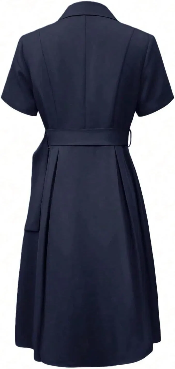Женское коктейльное платье А-силуэта с V-образным вырезом, Navy Blue — фото 4