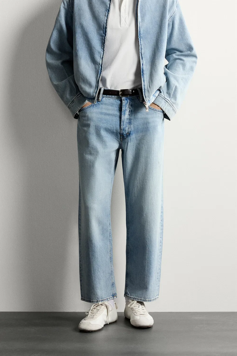 Легкие джинсы стандартного укороченного кроя ZARA, Light blue — фото 2