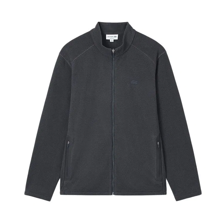 Мужской флисовый топ с воротником-стойкой, прямого кроя, LACOSTE, Dark Stone Gray