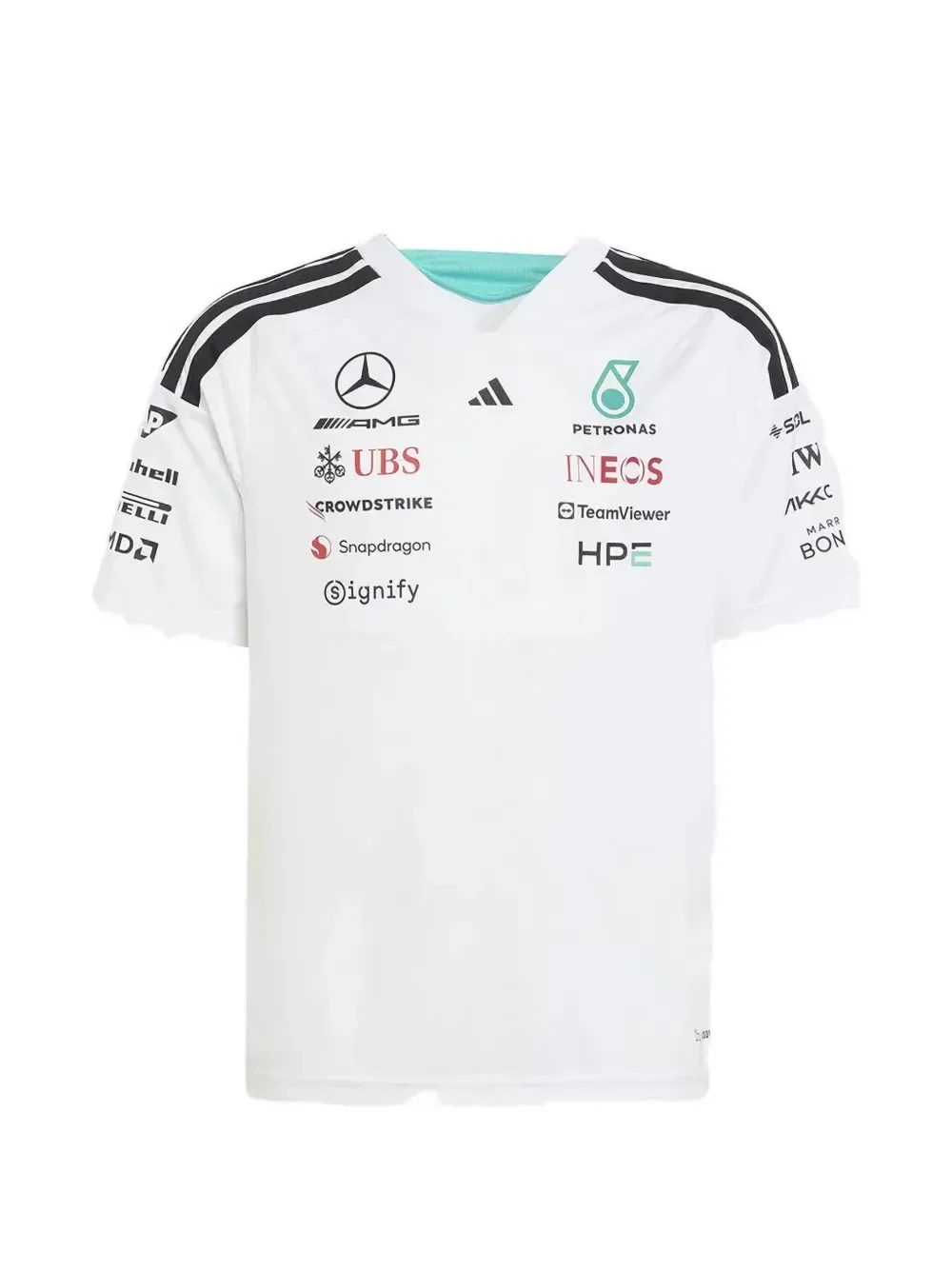 Футболка с логотипом и V-образным вырезом Adidas Kids, белый