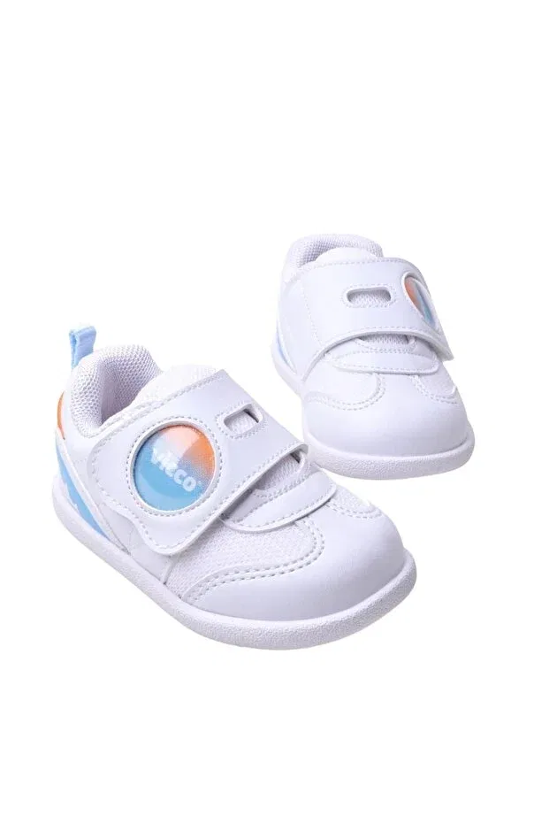 Детские туфли для девочек с принтом Donut first step shoes Vicco, White — фото 3
