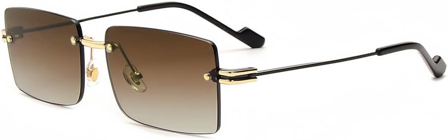 

Солнцезащитные очки без оправы прямоугольной формы для мужчин, градиентный стиль, панк, маленькие солнцезащитные очки для женщин, для путешествий, вечеринок, пляжа WNCKSQ, C02 Coffee