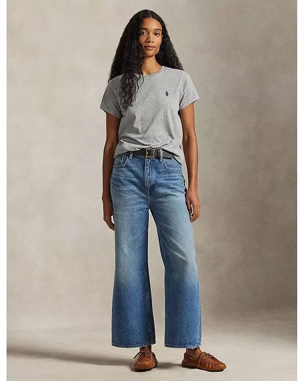 Женская футболка с круглым вырезом Classic Fit Cotton Jersey Crewneck Tee Ralph Lauren, серый — фото 2