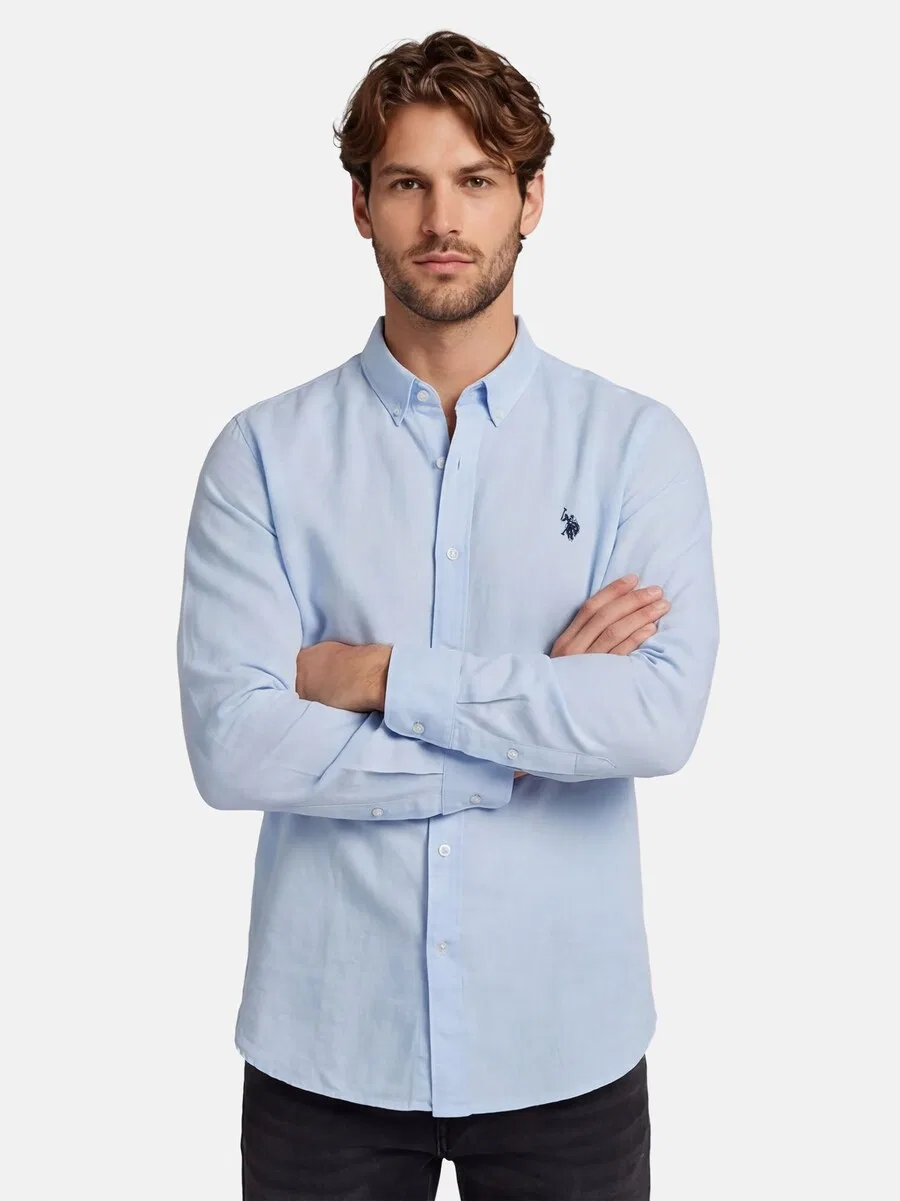 Рубашка на пуговицах стандартного кроя, светло-голубая U.S. POLO ASSN. — фото 2
