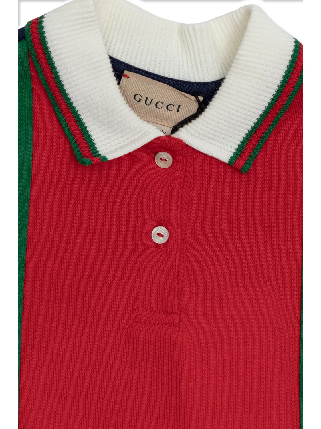 Платье с воротником поло и отделкой Web Gucci Kids, красный — фото 3