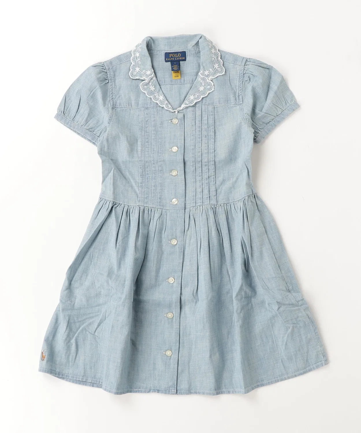 Детское платье-рубашка с длинным рукавомIndigo Cotton Chambray POLO RALPH LAUREN CHILDRENSWEAR, Blue — фото 3
