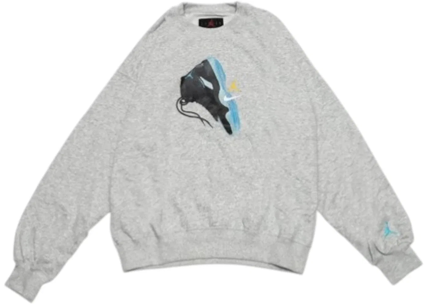 Мужской свитшот с длинным рукавом Jordan Brooklyn Fleece Crewneck, Grey Heather/Gamma Blue