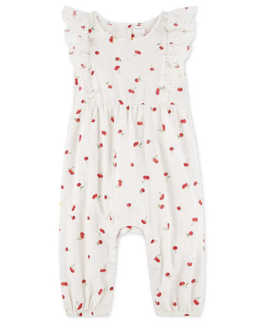 Комбинезон без рукавов из хлопкового вуаля, Abercrombie Kids, White