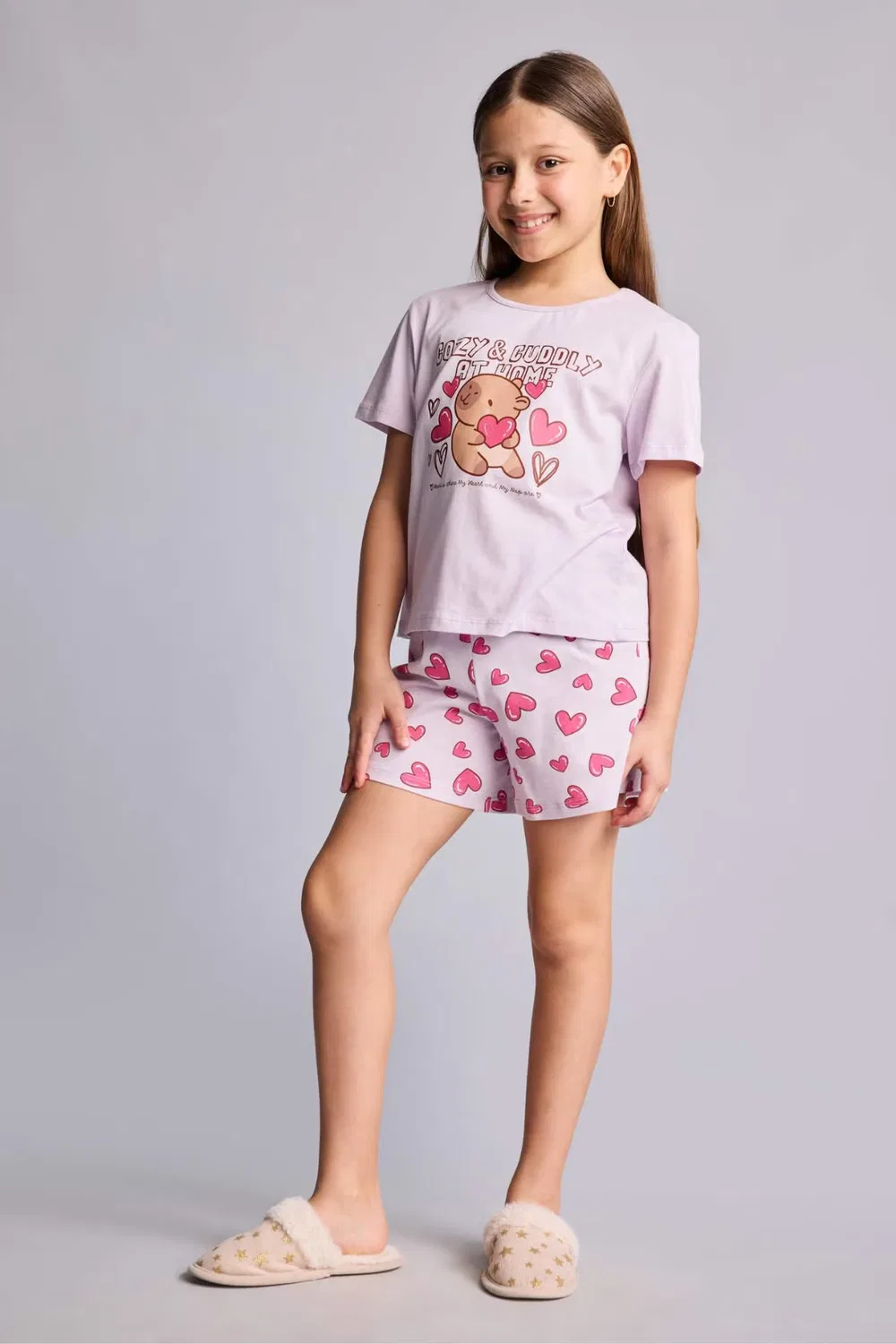 Комплект пижам с принтом 2 piece regular fit knitted pyjamas Defacto, розовый — фото 2