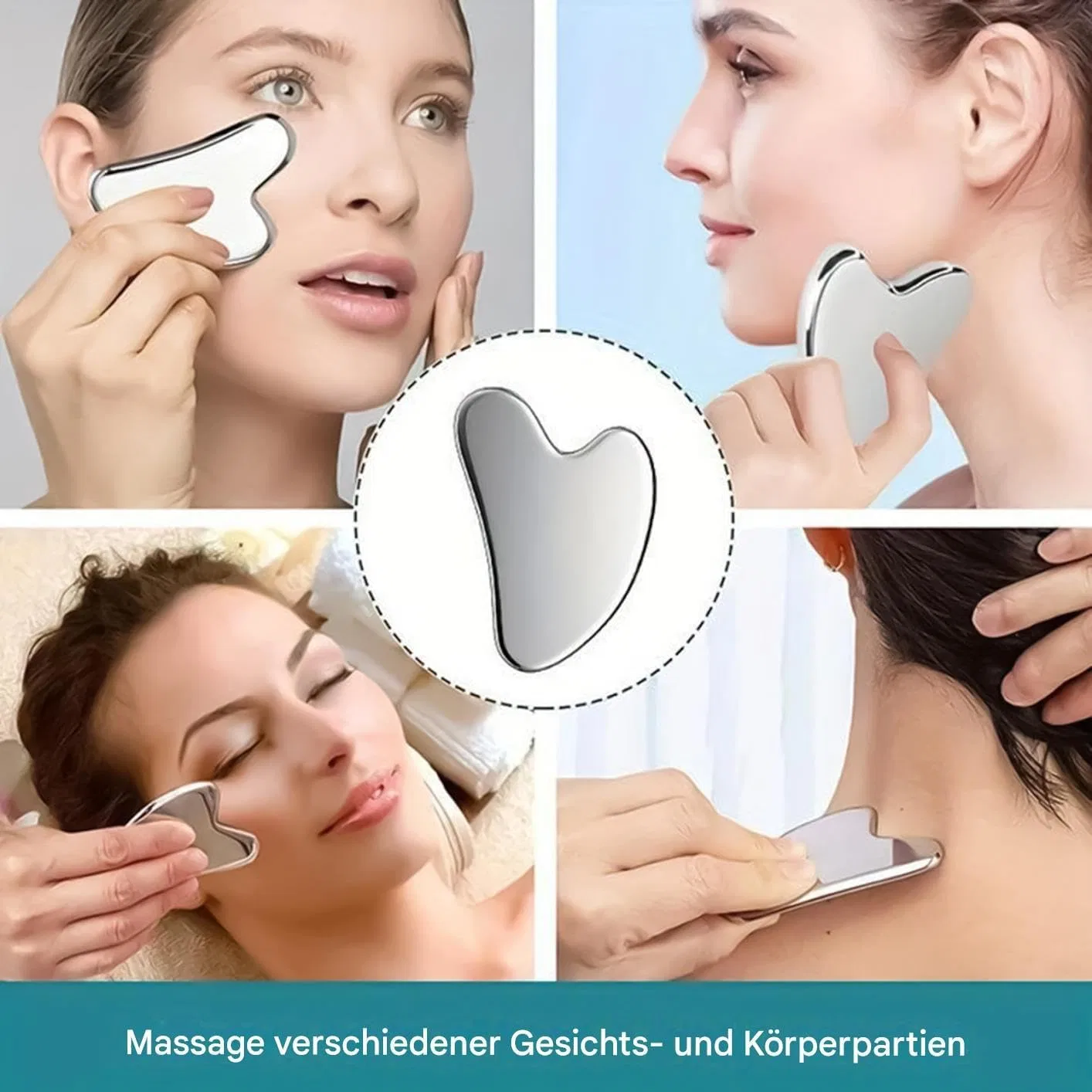 Gua Sha инструмент из нержавеющей стали, для массажа лица и тела Generisch — фото 4