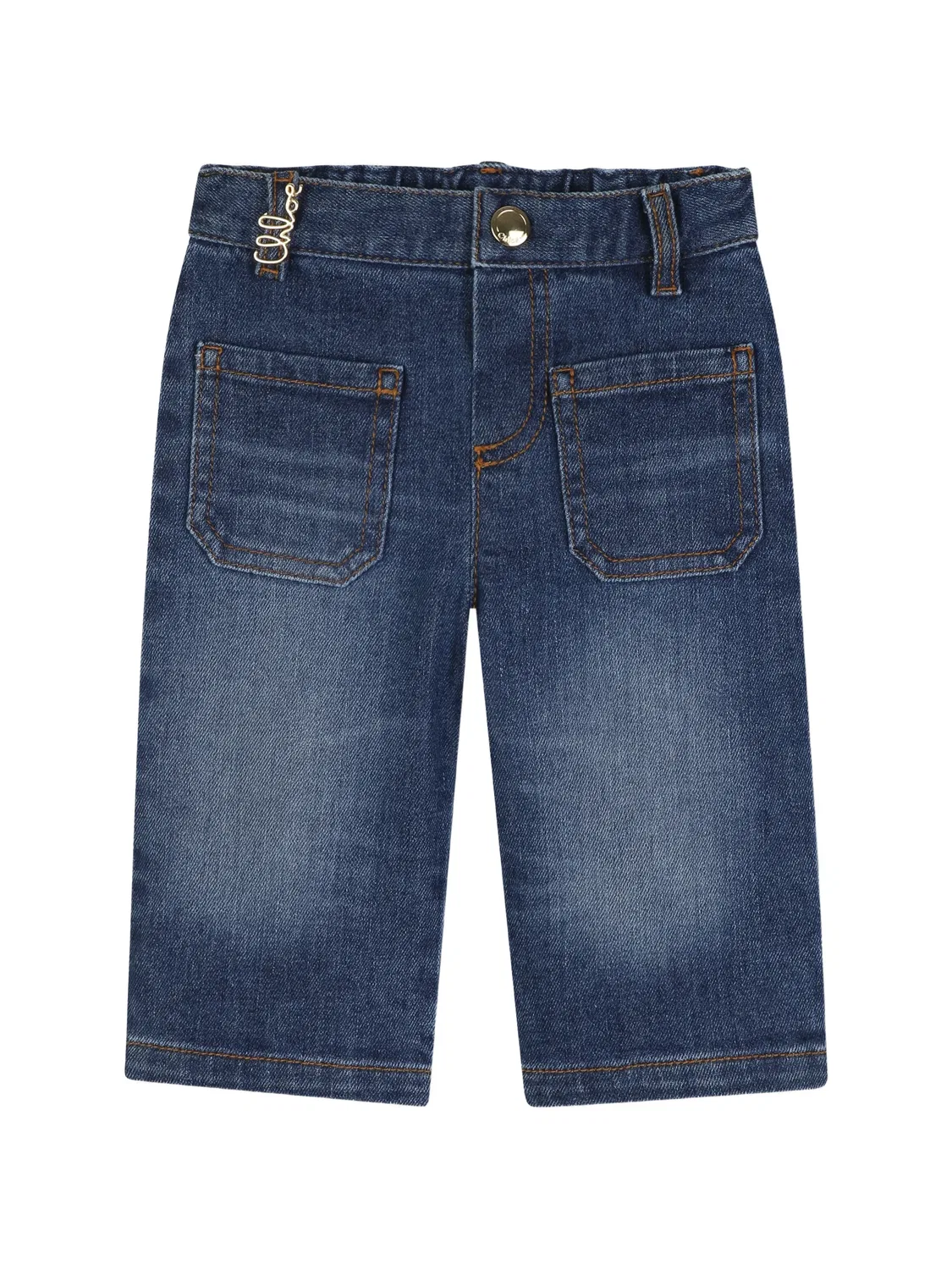Джинсы с вышитым логотипом Chloé Kids, синий