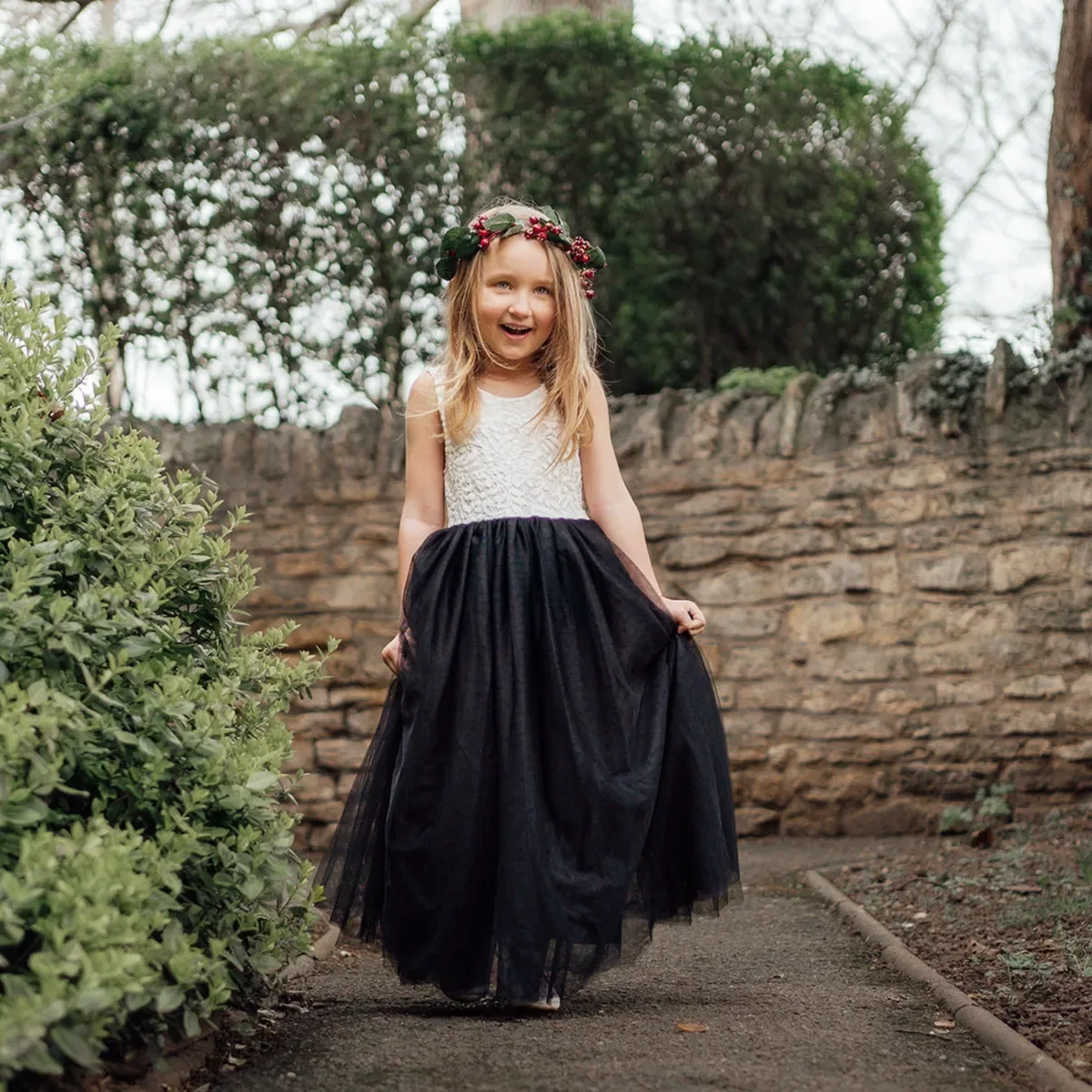 Платье с принтом Uk Flower Girl Boutique, Black