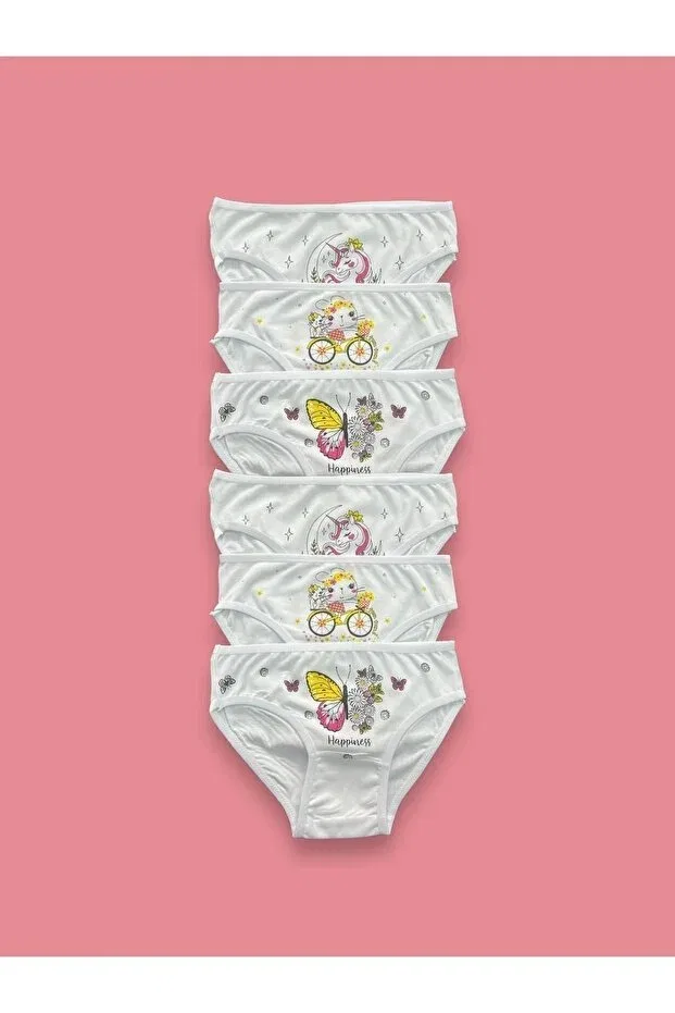 Детские трусы для девочек с принтом Erdenay Tekstil, White