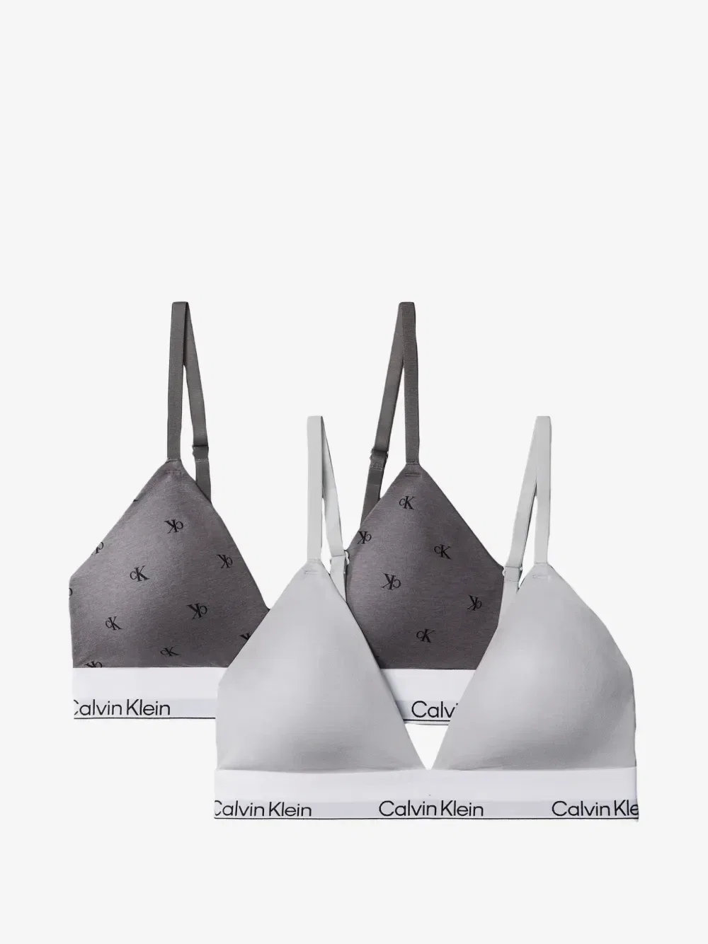 Бюстгальтеры-треугольники с логотипом комплект из двух штук Calvin Klein, серый