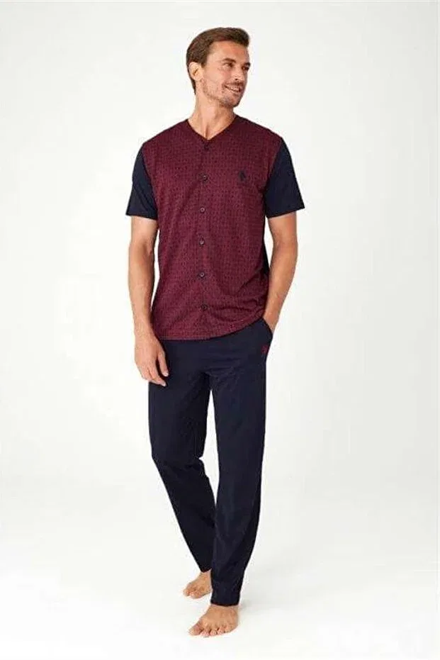 Мужской комплект пижам с коротким рукавом U.S. Polo Assn., Burgundy