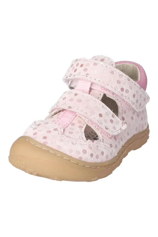 Детские туфли для девочек с перфорацией Pepino ebi medium width girls' perforated velcro shoes 1201102 Ricosta, Pink Leather — фото 2