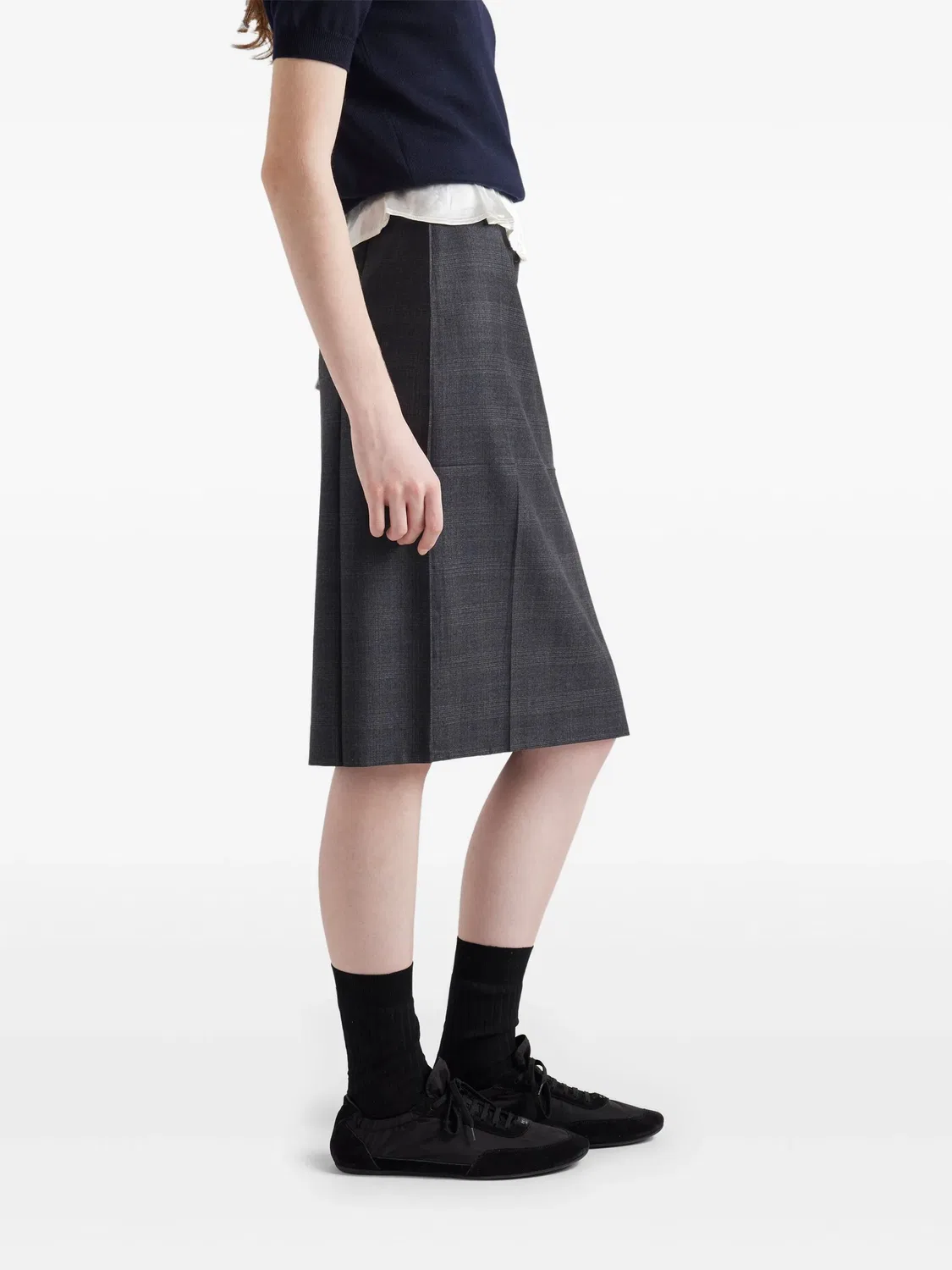 Юбка из шерсти Prada, серый — фото 3