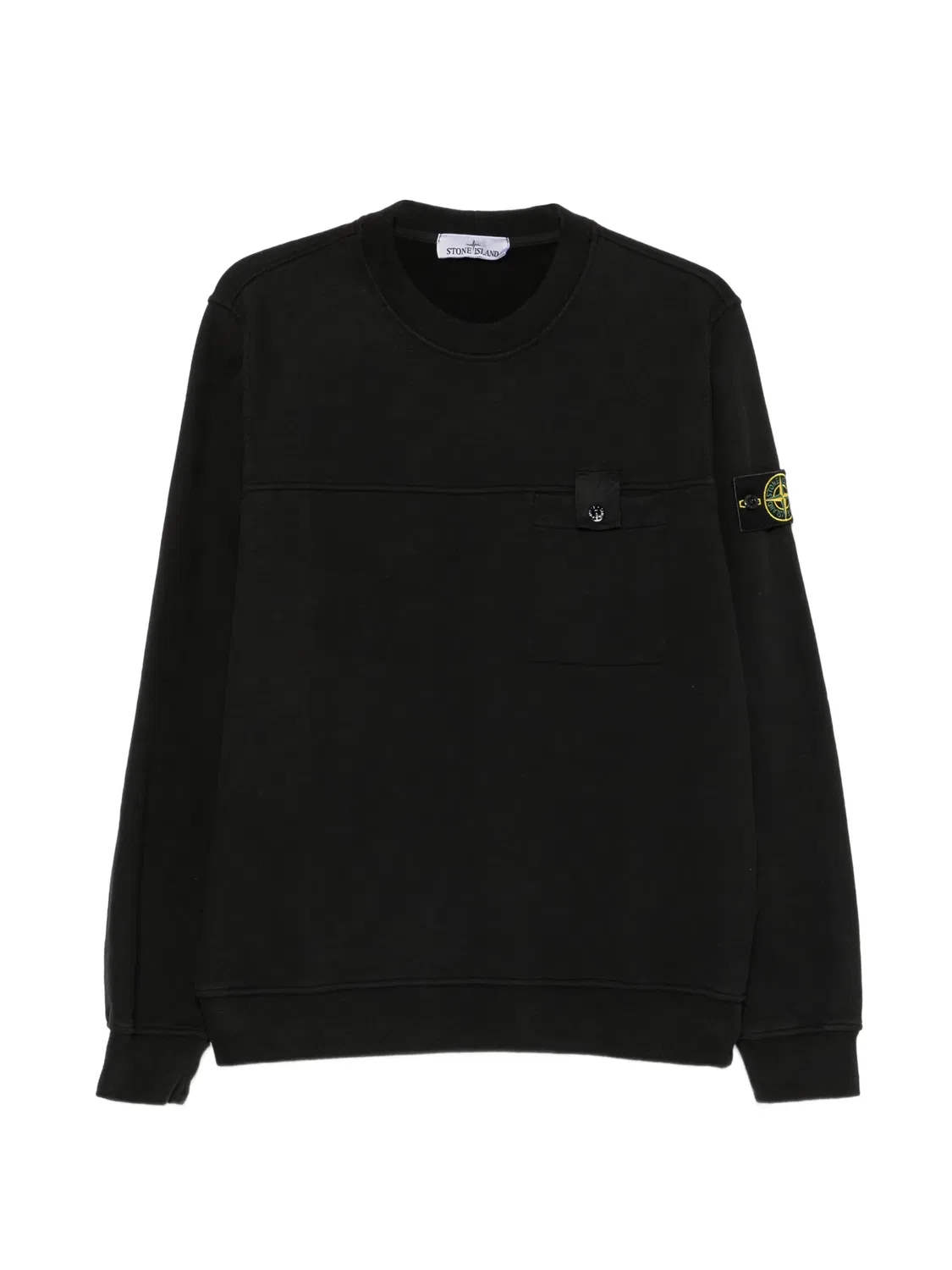 Stone Island Свитшот с нашивкой и карманом, черный