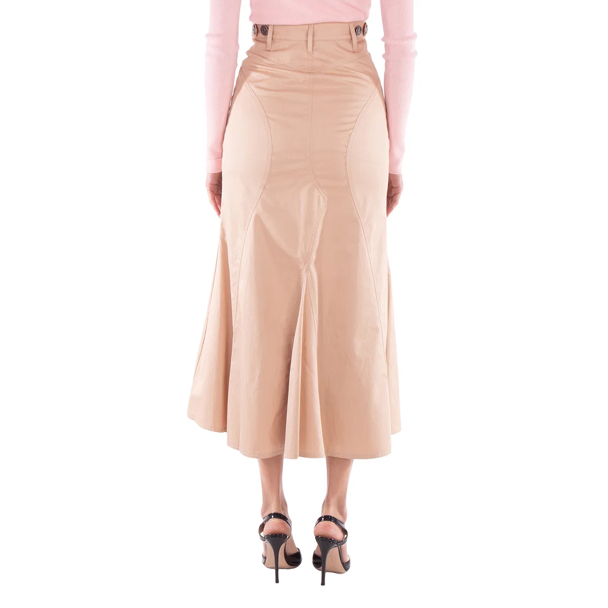 Юбка макси плиссированная Cotton Pleated Maxi Skirt Burberry, Pale Nude — фото 3