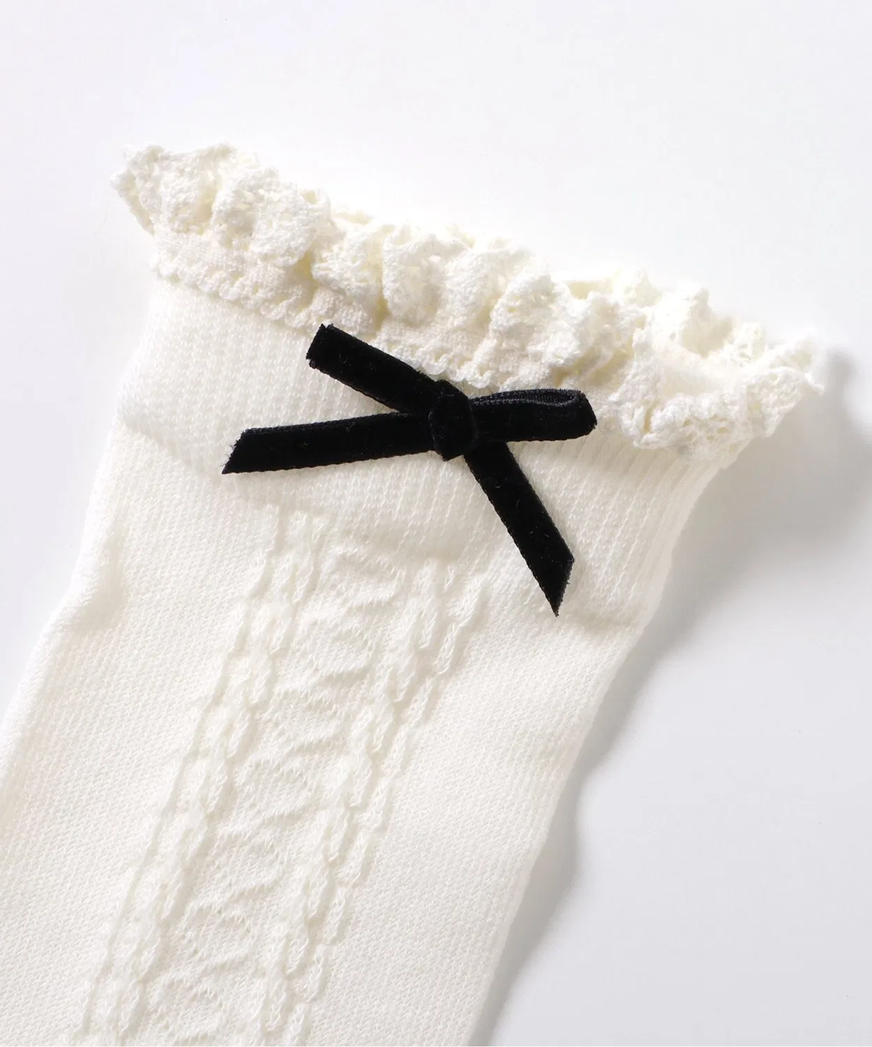 Детские носки-гольфы с рюшами, модель Frill Knee High, apres les cours, Black — фото 2