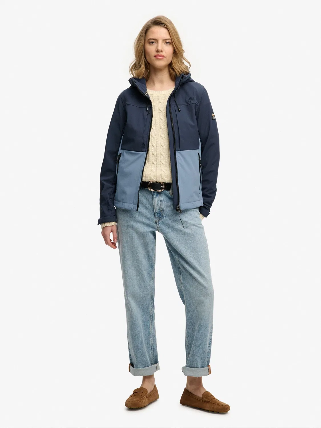 Куртка-трекер с капюшоном Superdry Colourblock, синяя — фото 4