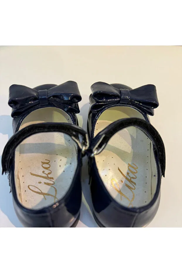 Детские балетки для девочек из лакированной кожи Lika, Navy Blue — фото 4