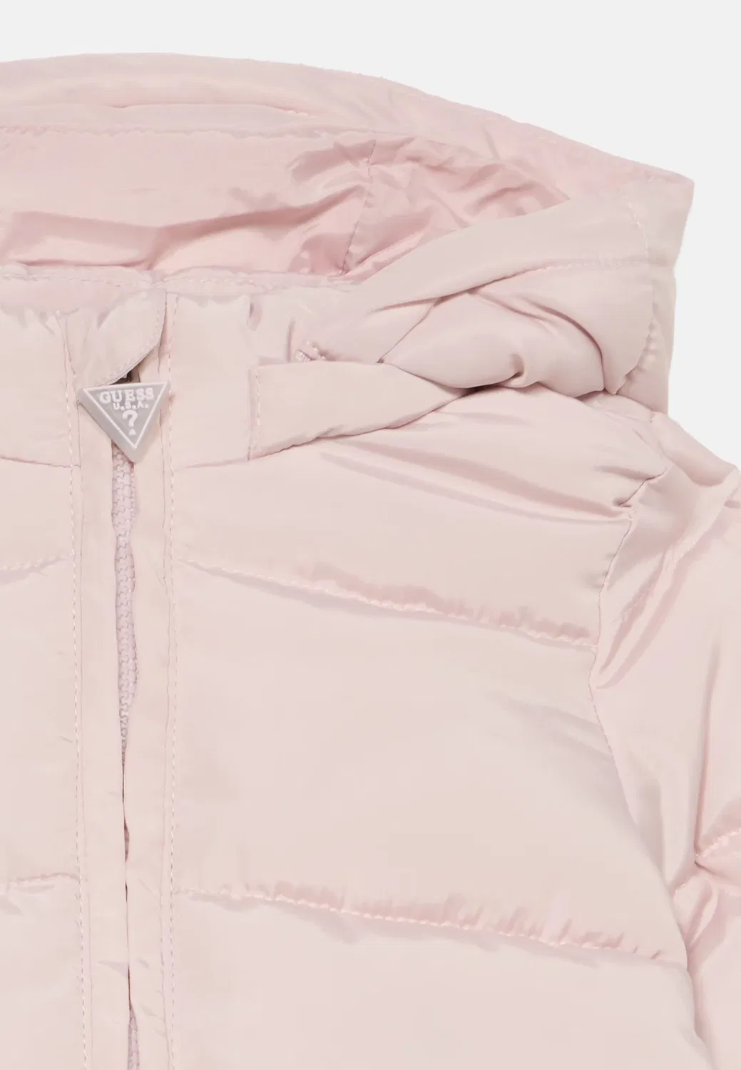 Детская зимняя куртка-пуховик с капюшоном на молнии Guess, Romantic Lilac — фото 4